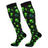 Wusikd Green Alien Compression Socks for Women and Men Circulation Space Long Socks for Athletic Running 1 view 1