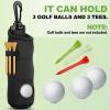 Chivao 4 Pieces Golf Tee Holder Golf Ball Carry Bag Pouch Ball Holder Keychain Belt Clip Gifts Accessories(Black,Simple) view 4