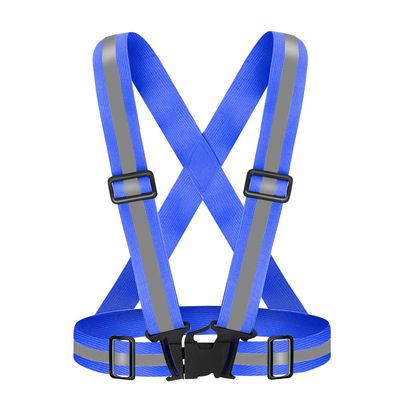 Fepdiu High Visibility Reflective Vest Safety Vest Running Reflective Gear Adjustable Reflective Vest for Walking,Jogging,Hiking,Night Cycling (Blue)