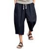 GOKKILRW Mens Linen Capri Pants Casual Baggy Harem Cropped Trouser Loose Outdoor Workout Joggers Lightweight Beach Yoga Pants(Black,4X-Large) view 1