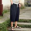 GOKKILRW Mens Linen Capri Pants Casual Baggy Harem Cropped Trouser Loose Outdoor Workout Joggers Lightweight Beach Yoga Pants(Black,4X-Large) view 3