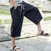 GOKKILRW Mens Linen Capri Pants Casual Baggy Harem Cropped Trouser Loose Outdoor Workout Joggers Lightweight Beach Yoga Pants(Black,4X-Large) view 4