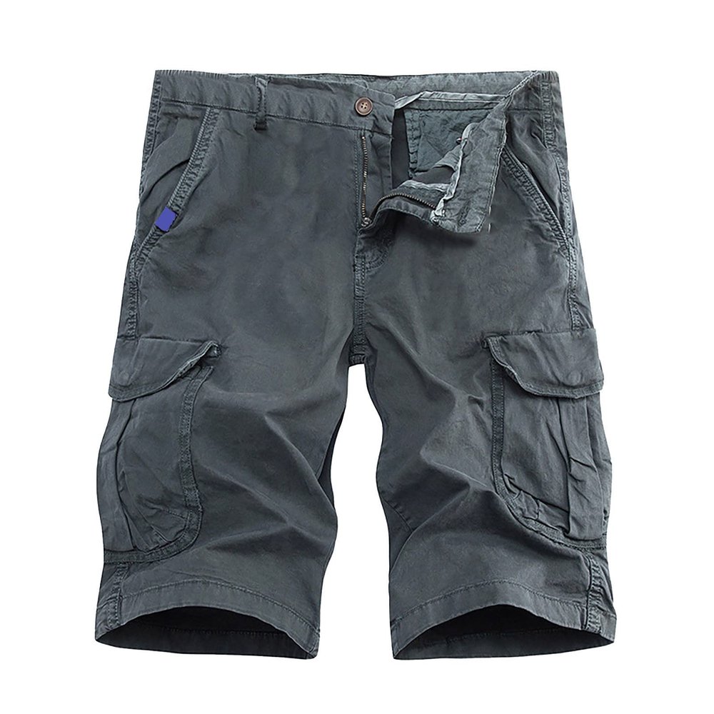 GOKKILRW Mens Big&Tall Premium Twill Cargo Shorts Lightweight Multi Pockets Workout Shorts Casual Summer Hiking Travel Shorts(Grey,Medium)