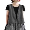 Bozanly Women's Sleeveless Button Down Vest Casual V Neck Cotton Linen Blazer Jacket with Pockets(0455-Gray-S) view 1