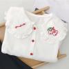 Girl's Lace Embroidered Turn Down Collar Long Sleeved Cotton Casual Shirt Cute Clothes for 1 to 6 (Green, 12-18 Months) view 3
