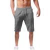 GOKKILRW Linen Beach Shorts for Men Loose Fit Cotton Bermuda Shorts Knee Length Summer Lightweight Workout Gym Yoga Shorts(Grey,Large) view 1