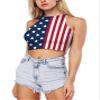 Ainuno 4th of July Crop Tops for Women American Flag Tank Top Women Blue Crop Top USA Shirts Teen Girls Fourth of July Tube Top Womens Cropped Tank Top Independence Day Outfits Patriotic Costume view 2
