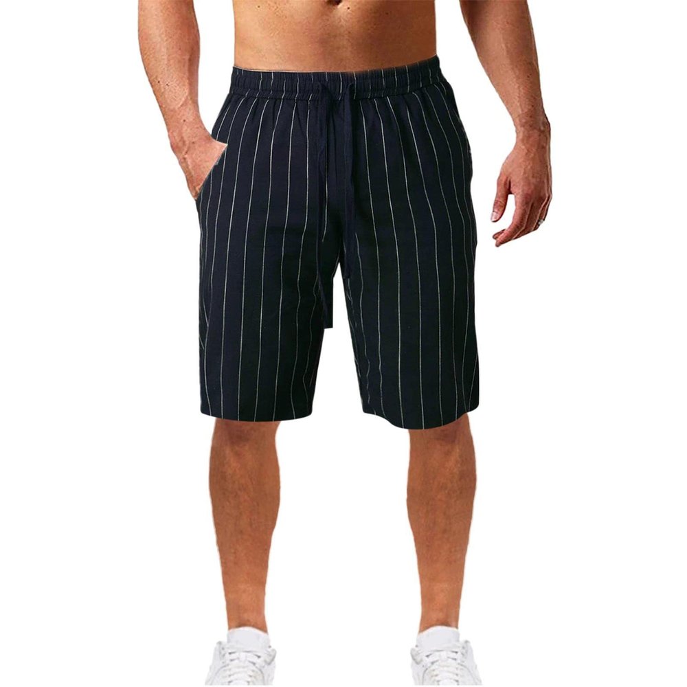 FUMOOD Classic Twill Cotton Shorts for Men Big and Tall Board Baggy Shorts Baggy Loose Tapered Linen Short Black