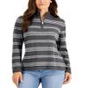 Karen S Donna Cotton Striped Quarter Zip Sweater Charcoal Heather XS view 1