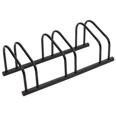 vidaXL Bike Rack, Versatile 3 Bike Floor Stand - Black Galvanized Steel, Anti-Theft Secure Ground Anchor, Space Saving Design, Easy Assembly