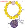 Sports Key Ring Baseball Softball Bracelet Beaded Wristlet Keychain House Car Keys Rings Holder-softball 1 view 3