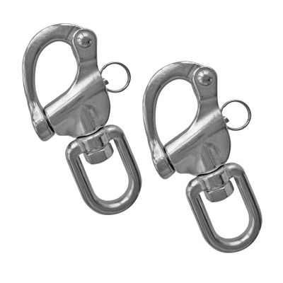 RANYUSS Pair of 3.5in(87mm) Swivel Eye Snap Shackle Quick Release Bail Rigging Sailing Boat Marine Grade Stainless Steel Clip
