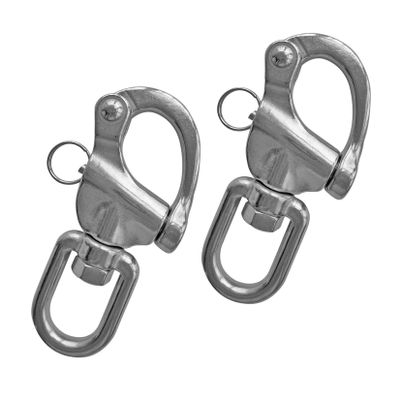RANYUSS Pair of 2-3/4in(70mm) Swivel Eye Snap Shackle Quick Release Bail Rigging Sailing Boat Marine Grade Stainless Steel Clip