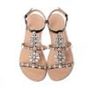 Summer Women`S Peep Toe Sandals Diamond Flat Shoes Casual Beach Rhinestone Shining Slippers view 2