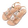Summer Women`S Peep Toe Sandals Diamond Flat Shoes Casual Beach Rhinestone Shining Slippers view 3