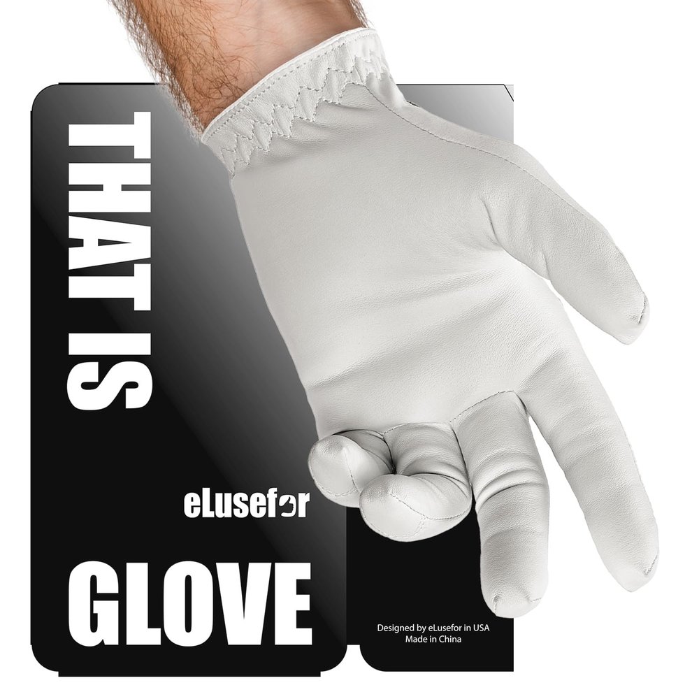 eLusefor Tactile Enhanced Tour Class Golf Glove - Wrap-Finger Design, Cabretta Grip, Skin Fit, All-White Elegance