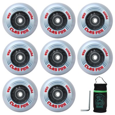 CLAS FOX Inline Skate Wheels With Wheels Bag 72MM/76MM 85A Shining Flash Inline Skate Replacement Wheels With Bearings ABEC-9 (8-Pack) (76MM)