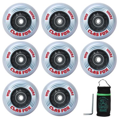 CLAS FOX Inline Skate Wheels With Wheels Bag 72MM/76MM 85A Shining Flash Inline Skate Replacement Wheels With Bearings ABEC-9 (8-Pack) (72MM)
