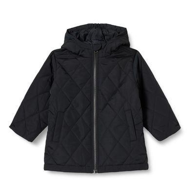 Amazon Essentials Unisex Toddlers' Long Quilted Jacket, Black, 4T
