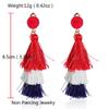 Boho Statement Tassel 4th of July Earrings for Women American Patriotic Clip On Drop Earring Feather Non Piercing Jewelry Holiday Vacation Beach Memorial Day Gifts (RedWhite and Blue) view 2