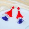 Boho Statement Tassel 4th of July Earrings for Women American Patriotic Clip On Drop Earring Feather Non Piercing Jewelry Holiday Vacation Beach Memorial Day Gifts (RedWhite and Blue) view 3