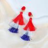 Boho Statement Tassel 4th of July Earrings for Women American Patriotic Clip On Drop Earring Feather Non Piercing Jewelry Holiday Vacation Beach Memorial Day Gifts (RedWhite and Blue) view 4