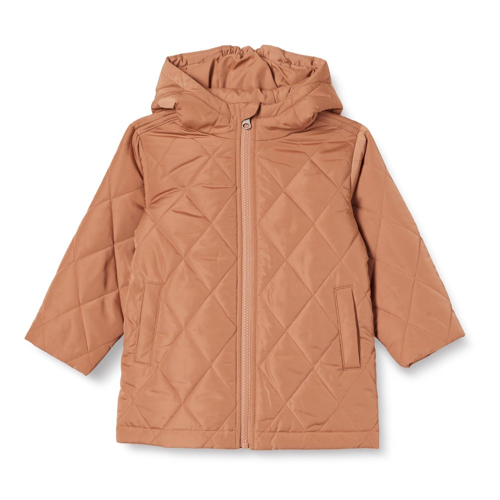 Amazon Essentials Unisex Kids' Long Quilted Jacket, Light Brown, Large