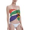 Vintage South African Flag Women's Sarong Swimsuit Cover Ups Bathing Suit Coverups Chiffon Beach Wrap Skirts Black view 4