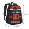 Chicago Backpack Custom Football Style Backpack Personalized Name and Number Backpacks Customized High Capacity Bag Gifts for Men Women Fans view 2
