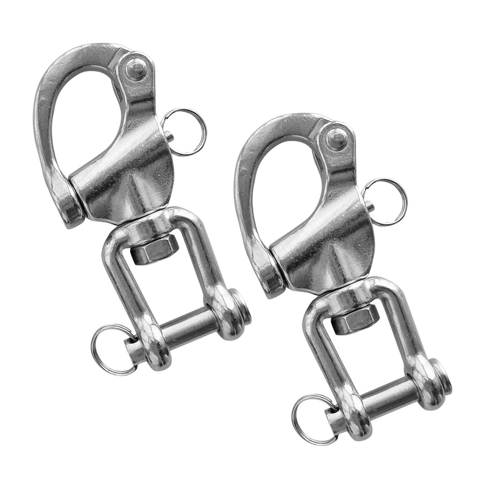 RANYUSS Pair of 2-3/4in(70mm) Swivel Eye Snap Shackle Quick Release Bail Rigging Sailing Boat Marine 316 Stainless Steel for Sailboat (70