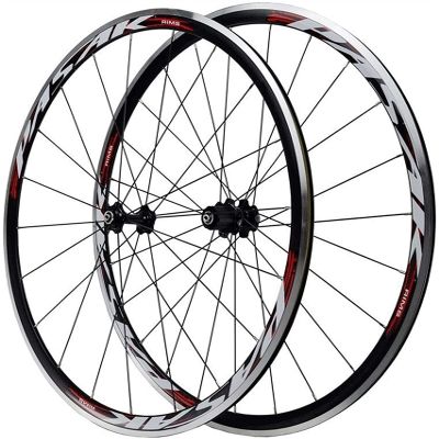 ZECHAO 700C Road Bike Wheelset,Double Wall Alloy Rim 30MM Front/Rear Wheel Brake Sealed Bearing Hub C/V Rim Brake 7-11 Speed Cassette Wheelset (Color : A-Red, Size : 700C)