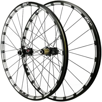 ZECHAO 26/27.5in Double Walled 24 Holes Mountain Rim Thru Axle Bike Wheel(Front + Rear) Disc Brake Bike Wheelset 7 8 9 10 11 12 Speed Wheelset (Color : Black, Size : 26inch)