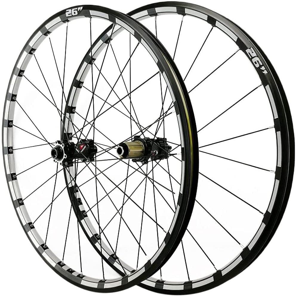 ZECHAO 26/27.5in Double Walled 24 Holes Mountain Rim Thru Axle Bike Wheel(Front + Rear) Disc Brake Bike Wheelset 7 8 9 10 11 12 Speed Wheelset (Color : Black, Size : 26inch)