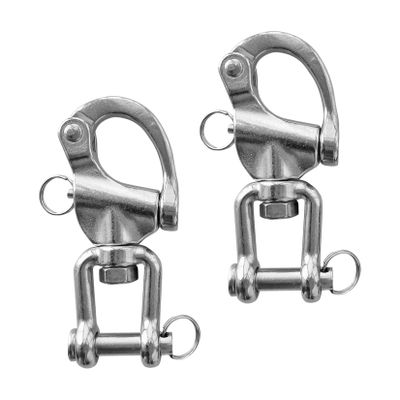RANYUSS Pair of 5in(126mm) Swivel Eye Snap Shackle Quick Release Bail Rigging Sailing Boat Marine 316 Stainless Steel for Sailboat (126