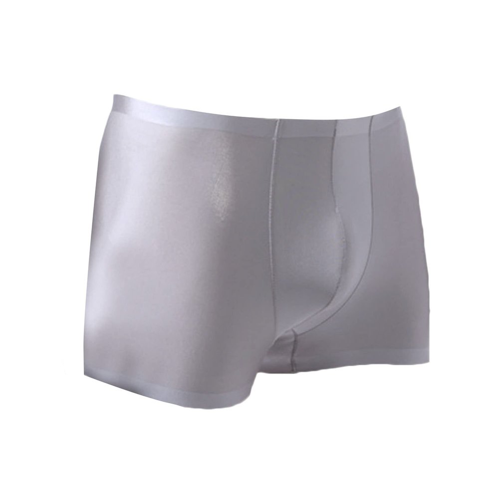 Maiyifu-GJ Men's Solid Colour Transparent Underwear Breathable Soft Trunks Silk Stretch Boxer Briefs (Silver 1PC,Small)