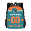 Miami Backpack Custom Football Style Backpack Personalized Name and Number Backpacks Customized High Capacity Bag Gifts for Men Women Fans view 1