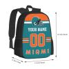 Miami Backpack Custom Football Style Backpack Personalized Name and Number Backpacks Customized High Capacity Bag Gifts for Men Women Fans view 2