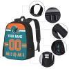 Miami Backpack Custom Football Style Backpack Personalized Name and Number Backpacks Customized High Capacity Bag Gifts for Men Women Fans view 3