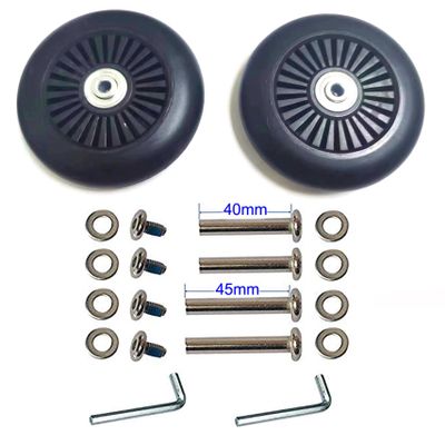 1 Pair/2pcs Luggage Suitcase Replacement Wheels 100mm/3.94in, Thk24mm Rubber Swivel Caster Wheels for Inline Outdoor Skate w/ 6mm Bearings Repair Kits (OD100xThk24mm/3.94x0.94in)