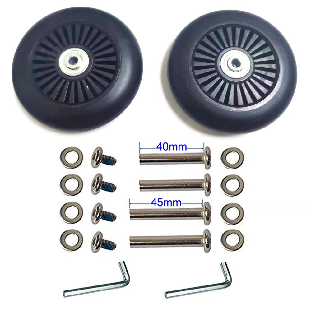 1 Pair/2pcs Luggage Suitcase Replacement Wheels 100mm/3.94in, Thk24mm Rubber Swivel Caster Wheels for Inline Outdoor Skate w/ 6mm Bearings Repair Kits (OD100xThk24mm/3.94x0.94in)