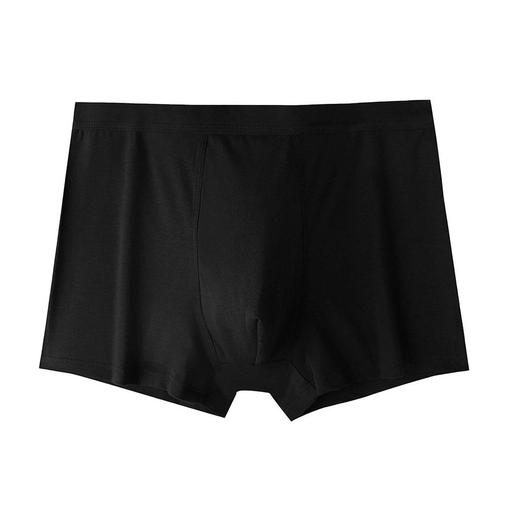 JEsilunmaMY Men's Support Pouch Cotton Boxer Briefs Mid Waist Moisture Wicking Underwear Solid Color Athletic Underpants (Black-1PC,X-Large)