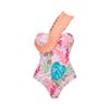 Women Ruffle V Neck Bathing Suit with Swim Skirts Cover Ups Two Piece Sexy Floral Printed Swimsuit with Skirt Swimwear Self-tie Straps Bikini Monokini Coverup Swim Wear Suit Pink One Shoulder S view 2