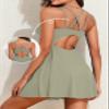 Aleumdr Swim Dress Womens Swimsuits One Piece Tummy Control Skirted Bathing Suits Modest Tankini Swimwear V Neck Ribbed Swim Suit for Women 2025 Green view 4