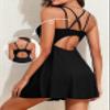 Aleumdr Swim Dress Tankini Swimsuits for Women One Piece Swimsuits Tummy Control Skirted Bathing Suits Modest Swimwear V Neck Swim Suit for Women 2025 Black view 4