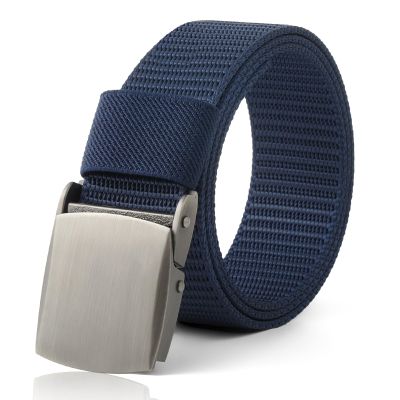 AWAYTR Nylon Boys Baseball Belt - Kids Golf Belt with Metal Buckle for Softball Pants School Uniform Jeans (Sliver Buckle-Navy blue)