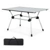 Giantex Folding Camping Table, Heavy-Duty Outdoor Folding Table w/Carry Bag, Roll-up Tabletop, 4-Level Adjustable Height, Lightweight & Portable Aluminum Camp Table for Picnic, Travel, BBQ (Silver) view 1