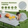 Giantex Folding Camping Table, Heavy-Duty Outdoor Folding Table w/Carry Bag, Roll-up Tabletop, 4-Level Adjustable Height, Lightweight & Portable Aluminum Camp Table for Picnic, Travel, BBQ (Silver) view 3