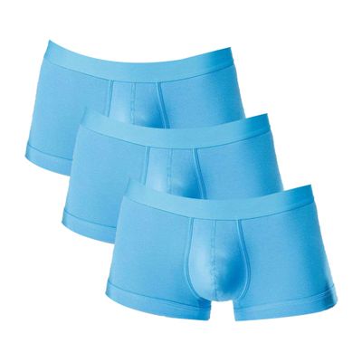 Maiyifu-GJ Men's Cotton U-Shaped Underwear Stretchy Breathable Trunks Low Waist Soft Boxer Briefs (Blue 3PC,Medium)