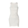 Bestgift Women's Tops Round Neck Sleeveless Halterneck Dress Set Solid Color Hollow Apricot M view 1