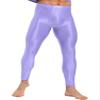 Alvivi Men's Glossy Smooth Compression Pants Sports Workout Running Tights Athletic Leggings Light Purple Medium view 2